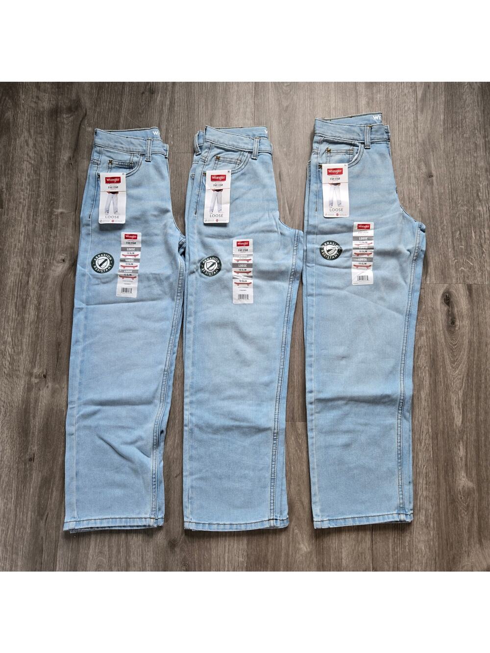 NEW Wrangler Size 10 Slim Boys Jeans Lot of 3 Loose Fit Adjustable Waist Light